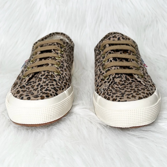 Superga Leopard Print Brown Low Top Lace Up Chunky Canvas Sneakers 37 - Picture 8 of 10